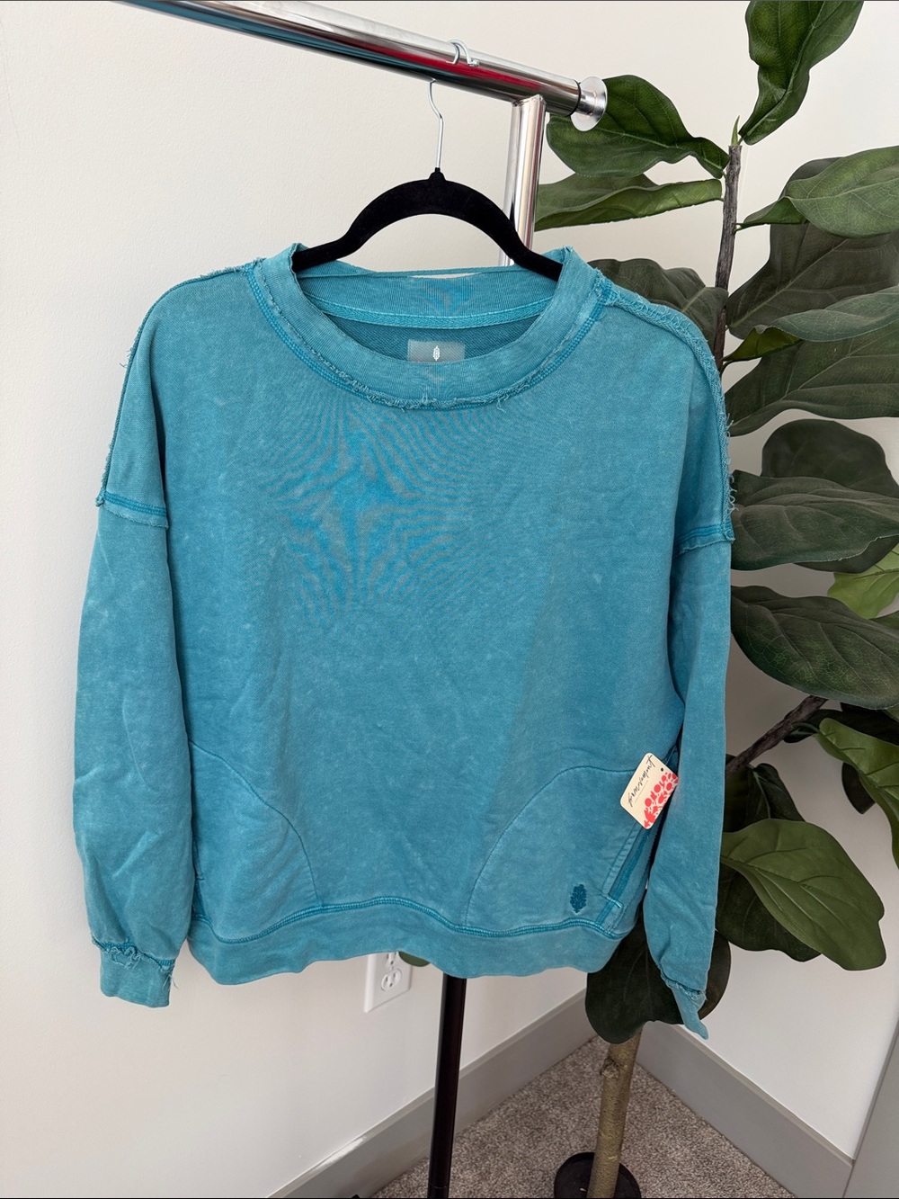 FP Movement by Free People Washed Teal Crewneck Sweatshirt